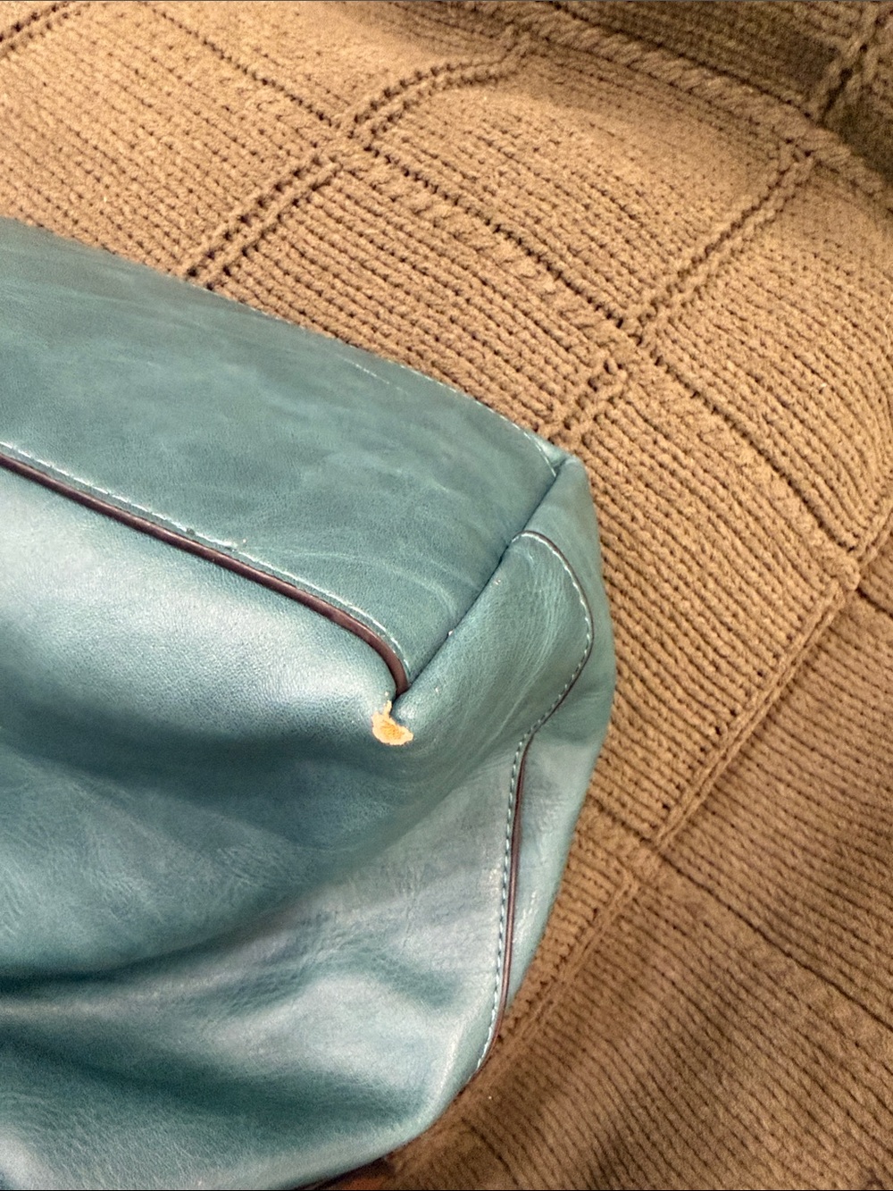 Joy Susan Teal Shoulder Hobo with Brown Strap - Picture 6 of 9